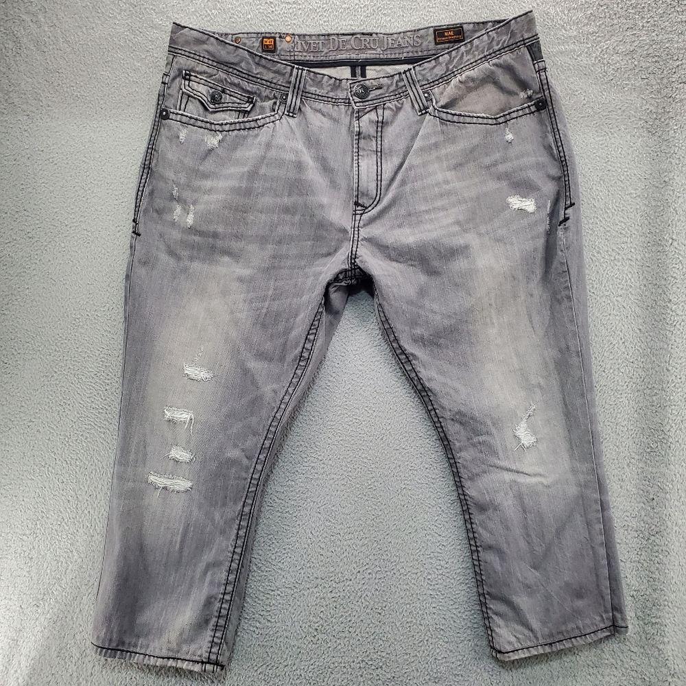 Rivet De Cru Mae Jeans Mens 48x28 Relaxed Straight Leg Button Fly Gray